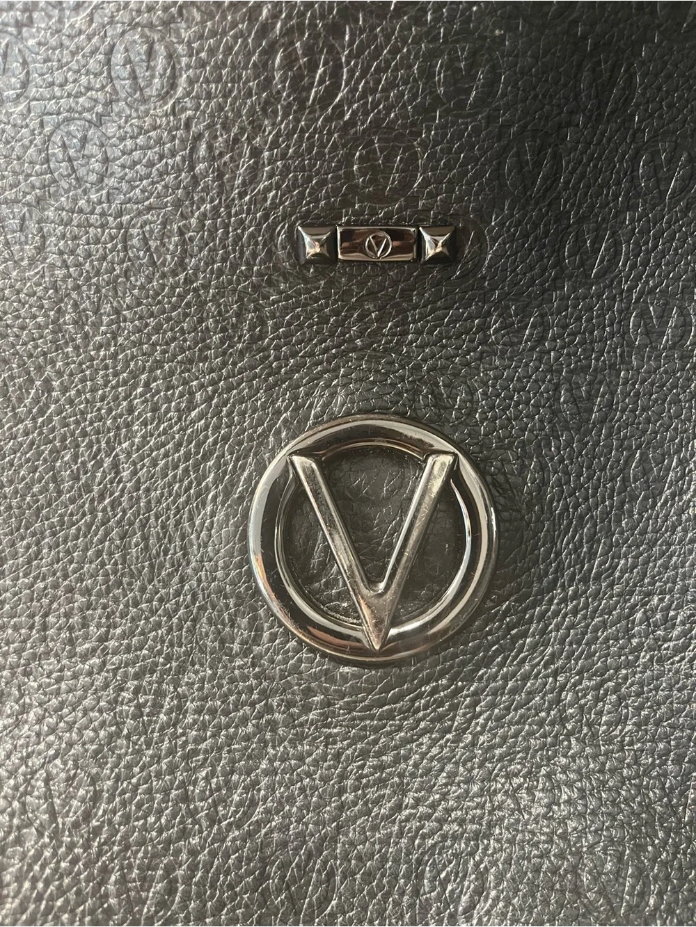 Valentino Black Leather Backpack with V Emblem